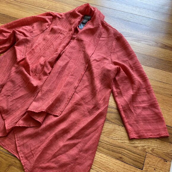 Travelers Collection by Chico's Orange Lightweight Draped Cardigan US Size 12 - Picture 3 of 6